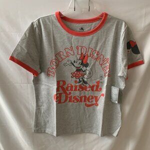 DISNEY Minnie Mouse Born Disney Raised Disney Graphic Oversized Tee Sz LARGE